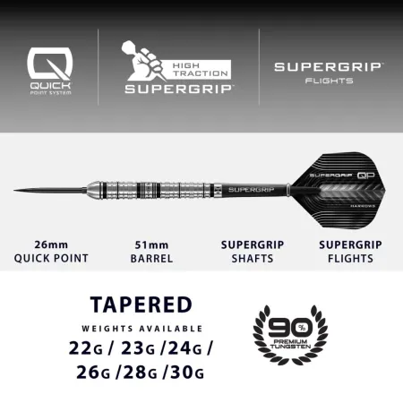 Harrows Šipky Steel Supergrip QP - Quick Point - 22g