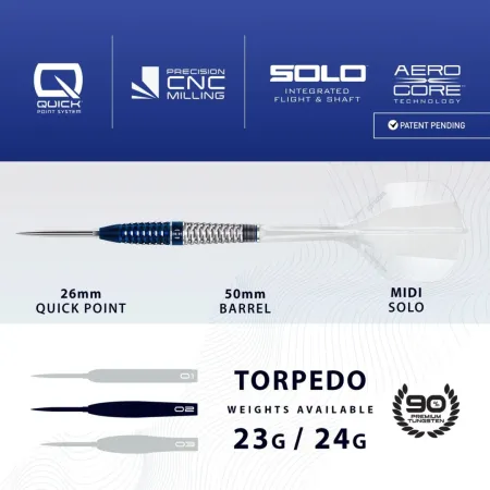 Harrows Šipky Steel Geo 02 - Torpedo - Quick Point - 23g