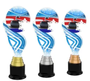Akrylátová trofej ACTAS0002 | Curling Výška cm: 29, Barva: stříbro