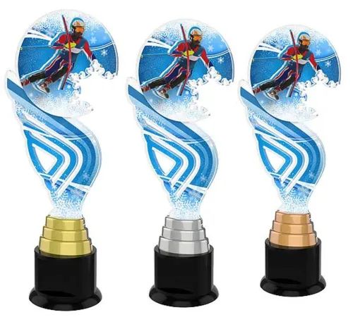 Akrylátová trofej ACTAS0013 | Sjezdové lyžování Výška cm: 27, Barva: bronz