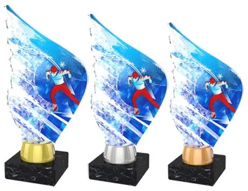 Akrylátová trofej AKEA0001M20 | Běžky Výška cm: 18,5, Barva: zlato