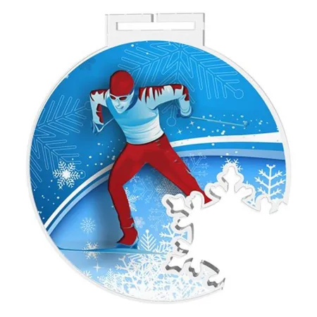 Akrylátová medaile MDAS0017 | Běžky Průměr cm: 9, Stuha: ST4