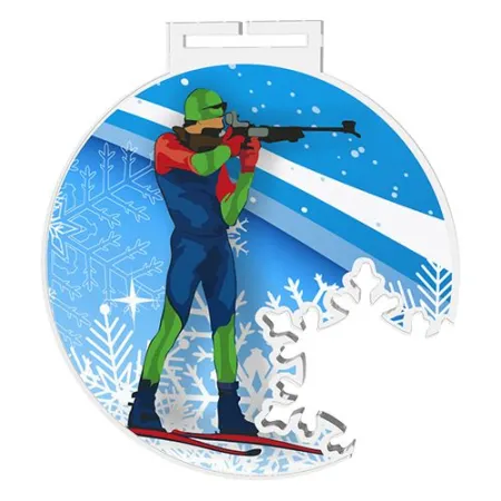 Akrylátová medaile MDAS0019 | Biatlon Průměr cm: 8, Stuha: ST3