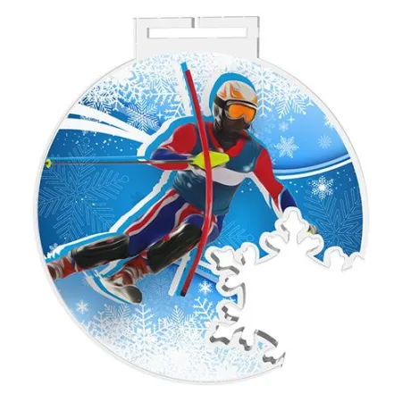 Akrylátová medaile MDAS0024 | Sjezdové lyžování Průměr cm: 8, Stuha: ST7