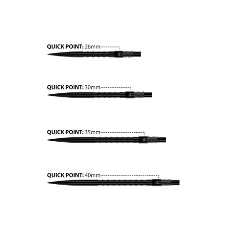 Harrows Kovové hroty - Quick Points - Heavy Metal - Black - 26 mm