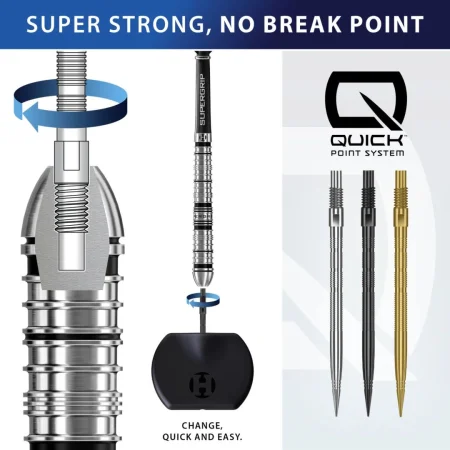 Harrows Kovové hroty - Quick Points - Micro Ridge - Silver - 26 mm