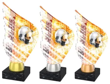 Akrylátová trofej AKEA0001M5 | Hasiči Výška cm: 18,5, Barva: zlato, Podstavec: bílý