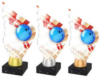 Akrylátová trofej AKEA0001M9 | Bowling Výška cm: 17,5, Barva: stříbro