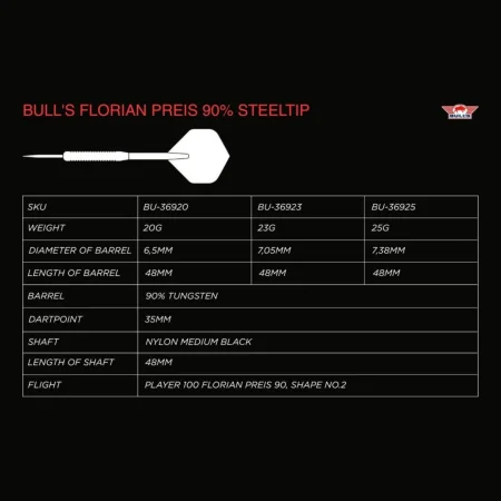 Bull's NL Šipky Steel Florian Preis - 20g