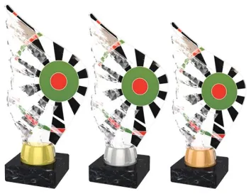 Akrylátová trofej AKEA0001M11 | Šipky Výška cm: 18,5, Barva: stříbro