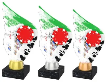 Akrylátová trofej AKEA0001M12 | Karty Výška cm: 18,5, Barva: zlato