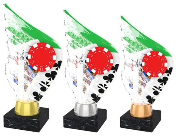 Akrylátová trofej AKEA0001M12 | Karty Výška cm: 18,5, Barva: bronz