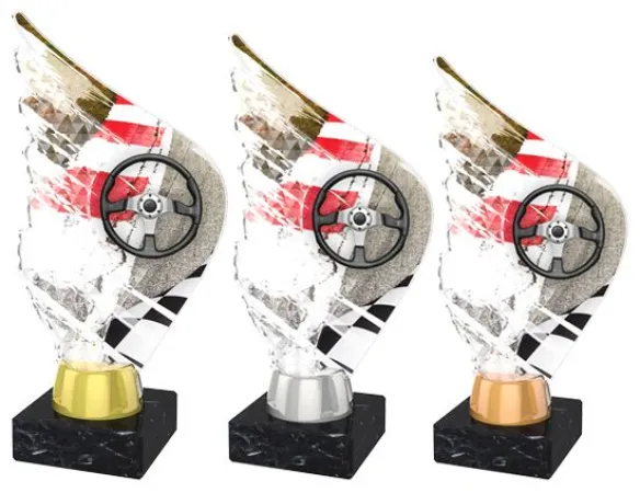Akrylátová trofej AKEA0001M13 | Motorsport Výška cm: 18,5, Barva: stříbro