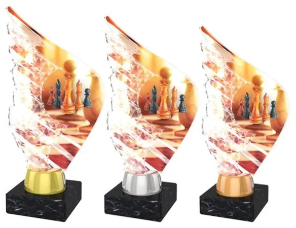 Akrylátová trofej AKEA0001M24 | Šachy Výška cm: 19,5, Barva: zlato