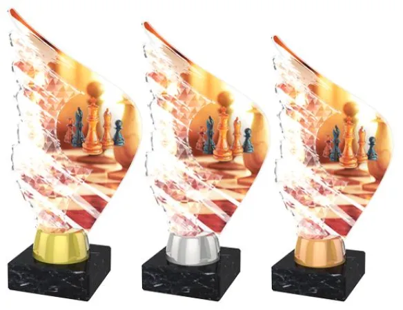 Akrylátová trofej AKEA0001M24 | Šachy Výška cm: 19,5, Barva: zlato