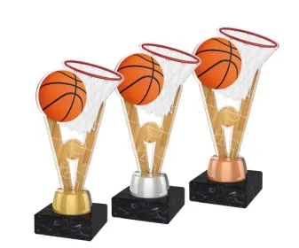 Akrylátová trofej ACUTMINIM03 | Basketball Výška cm: 16, Barva: stříbro, Podstavec: bílý