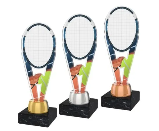 Akrylátová trofej ACUTMINIM05 | Tenis Výška cm: 16, Barva: zlato, Podstavec: bílý