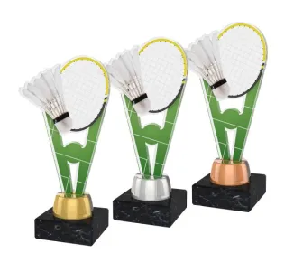 Akrylátová trofej ACUTMINIM04 | Badminton Výška cm: 15, Barva: stříbro, Podstavec: černý