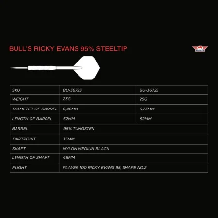 Bull's NL Šipky Steel Ricky Evans - 95% - 23g