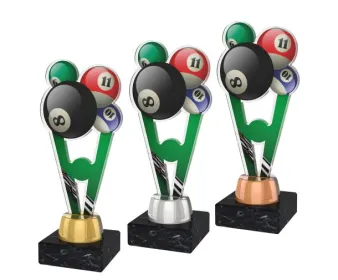 Akrylátová trofej ACUTMINIM09 | Billiard Výška cm: 15, Barva: stříbro, Podstavec: bílý