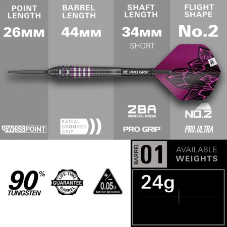Target - darts Šipky Steel Lorraine Winstanley - G2 - Swiss Point - 24g