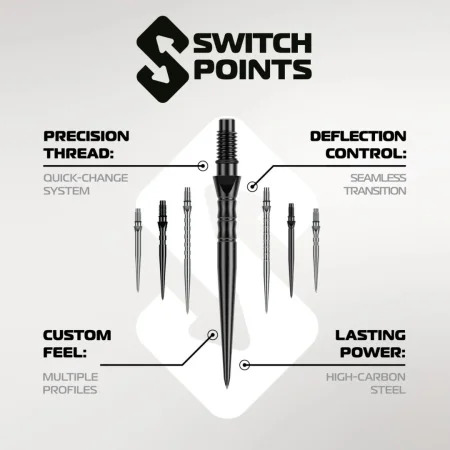 Winmau Kovové hroty - Switch Points - Smooth - Silver - 26 mm
