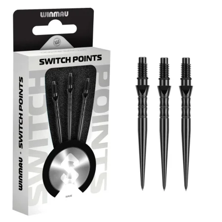 Winmau Kovové hroty - Switch Points - Wave - Black - 26 mm