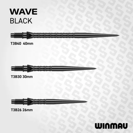 Winmau Kovové hroty - Switch Points - Wave - Black - 26 mm