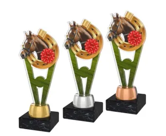 Akrylátová trofej ACUTMINIM12 | Jezdectví Výška cm: 16, Barva: zlato, Podstavec: bílý