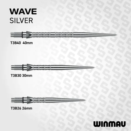 Winmau Kovové hroty - Switch Points - Wave - Silver - 26 mm
