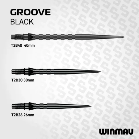 Winmau Kovové hroty - Switch Points - Groove - Black - 26 mm