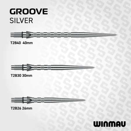 Winmau Kovové hroty - Switch Points - Groove - Silver - 26 mm