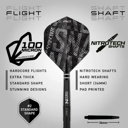 Red Dragon Šipky Steel Peter Wright - Black Mamba - 22g