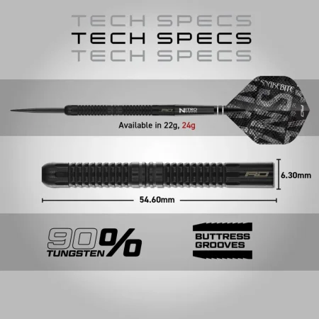 Red Dragon Šipky Steel Peter Wright - Black Mamba - 22g