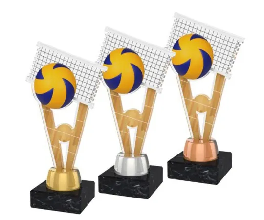 Akrylátová trofej ACUTMINIM19 | Volejbal Výška cm: 16, Barva: stříbro, Podstavec: bílý
