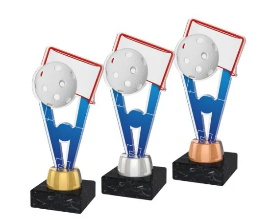 Akrylátová trofej ACUTMINIM23 | Florbal Výška cm: 16, Barva: zlato, Podstavec: černý