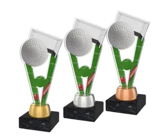 Akrylátová trofej ACUTMINIM24 | Pozemní hokej Výška cm: 17, Barva: zlato, Podstavec: bílý
