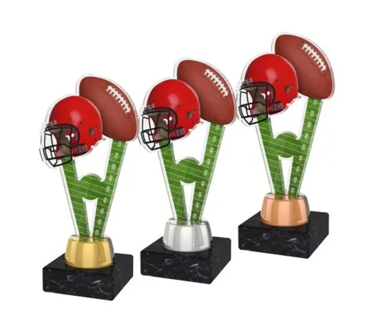 Akrylátová trofej ACUTMINIM29 | Americký fotbal Výška cm: 17, Barva: stříbro, Podstavec: bílý