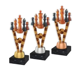 Akrylátová trofej ACUTMINIM32 | Šachy Výška cm: 15, Barva: bronz, Podstavec: bílý