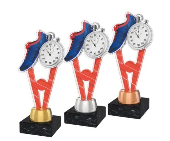 Akrylátová trofej ACUTMINIM33 | Atletika Výška cm: 15, Barva: stříbro, Podstavec: bílý