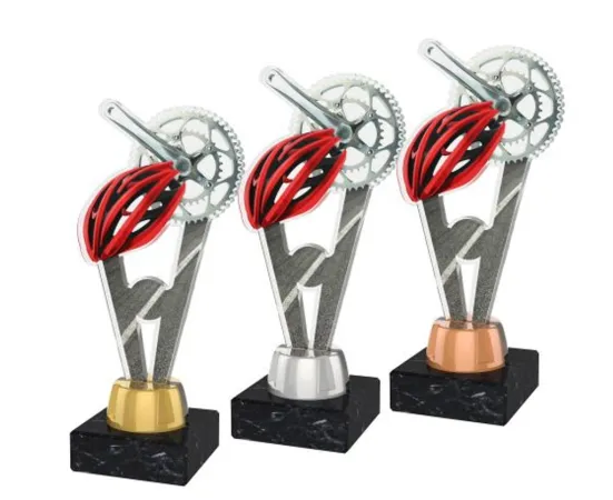 Akrylátová trofej ACUTMINIM36 | Cyklistika Výška cm: 15, Barva: stříbro, Podstavec: bílý