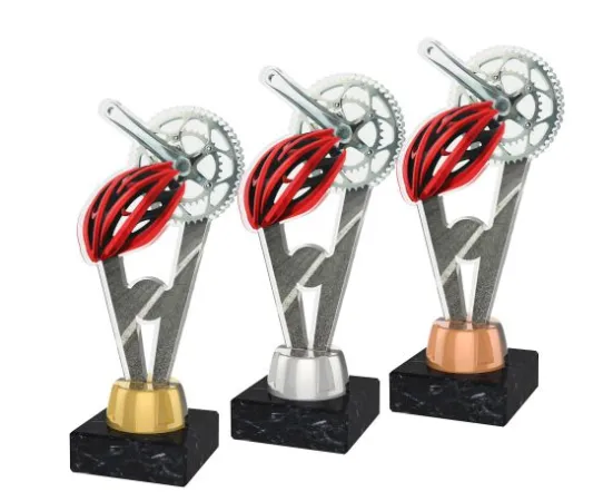 Akrylátová trofej ACUTMINIM36 | Cyklistika Výška cm: 15, Barva: stříbro, Podstavec: bílý