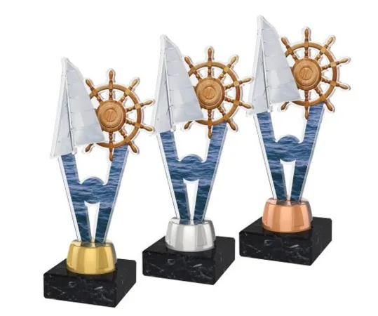 Akrylátová trofej ACUTMINIM37 | Vodní sporty Výška cm: 15, Barva: stříbro, Podstavec: bílý