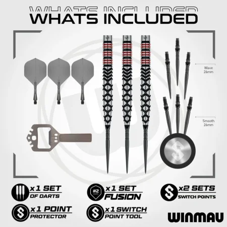 Winmau Šipky Steel Fornax - Tapered - Switch Point - 21g