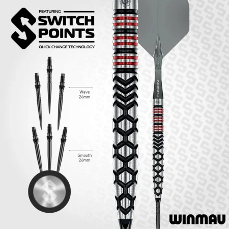 Winmau Šipky Steel Fornax - Tapered - Switch Point - 21g