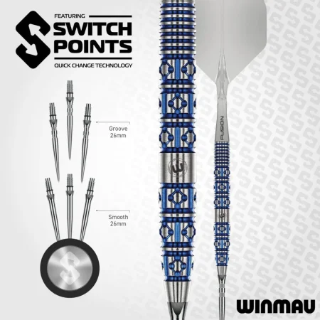 Winmau Šipky Steel Lunaris - Tapered - Switch Point - 22g