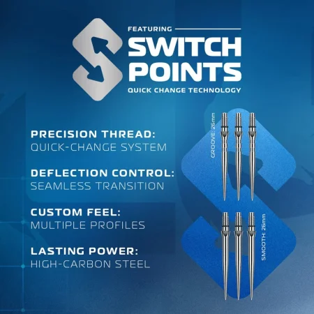 Winmau Šipky Steel Lunaris - Tapered - Switch Point - 22g