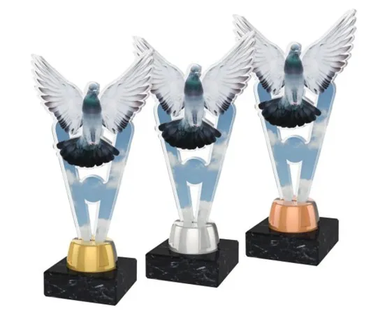 Akrylátová trofej ACUTMINIM41 | Chovatelství Výška cm: 15, Barva: stříbro, Podstavec: bílý