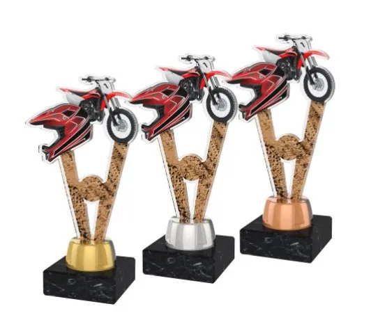 Akrylátová trofej ACUTMINIM42 | Motorsport Výška cm: 15, Barva: zlato, Podstavec: bílý