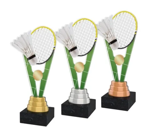 Akrylátová trofej ACUTM04 | Badminton Výška cm: 25, Barva: bronz, Podstavec: bílý